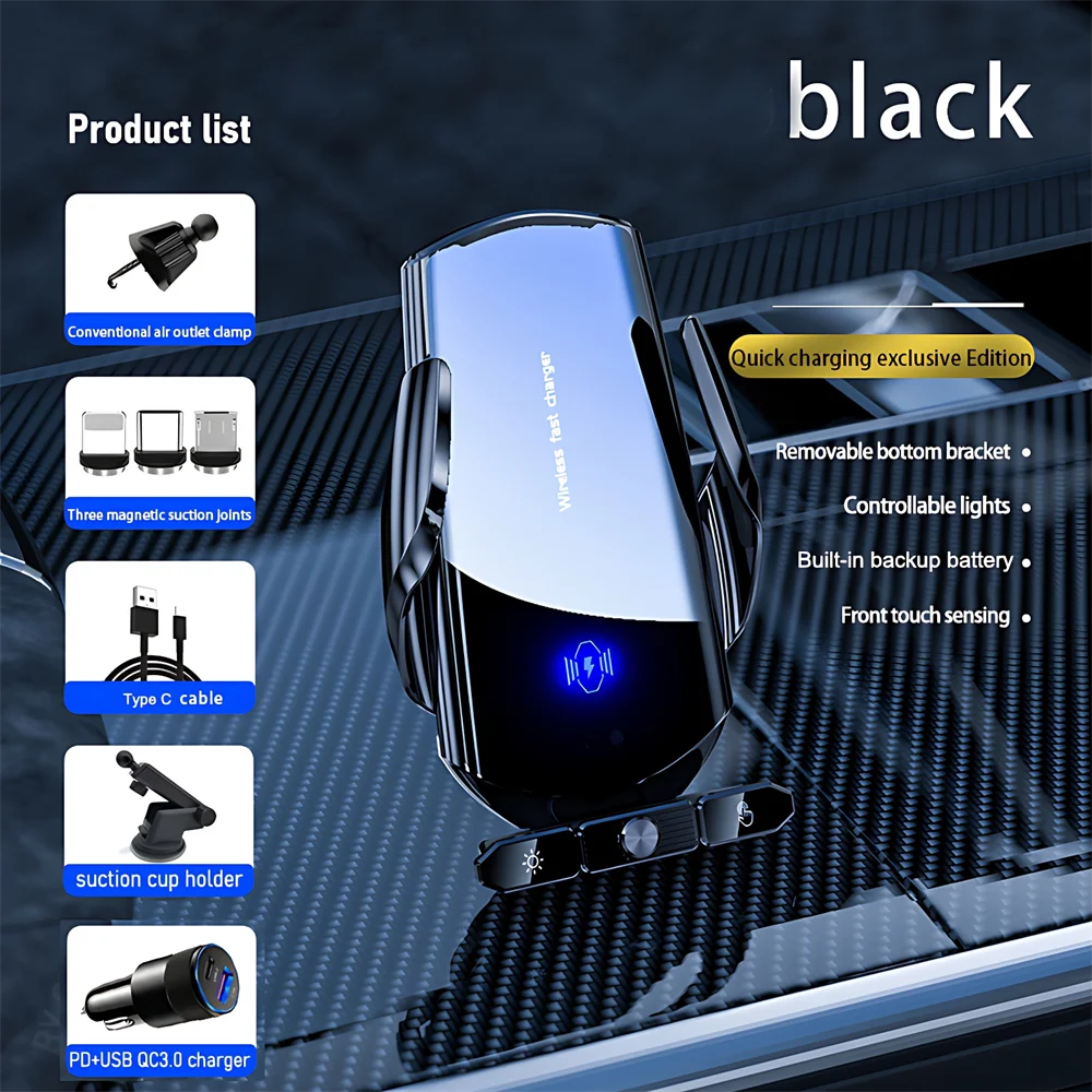 120W Wireless Charger Car Air Outlet Stand Phone Sucker Holder Fast Charging Station For Samsung S23 S22 iPhone 13 14 15 Pro Max