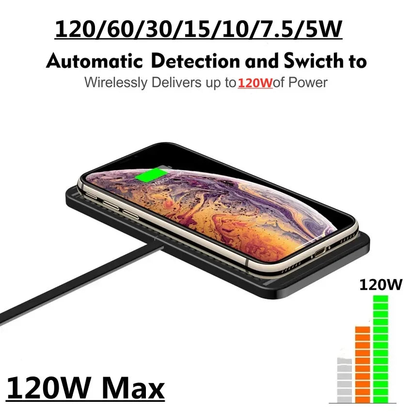 15W Wireless Charger Car Silicone Pad Stand For iPhone 17-12 Xiaomi Samsung Huawei Mobile Phone Fast Car Wireless Charging