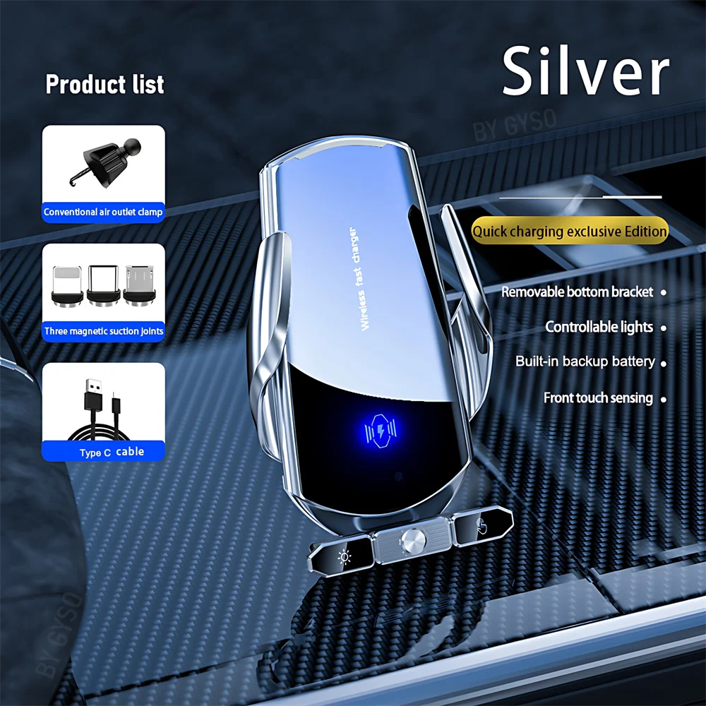 120W Wireless Charger Car Air Outlet Stand Phone Sucker Holder Fast Charging Station For Samsung S23 S22 iPhone 13 14 15 Pro Max