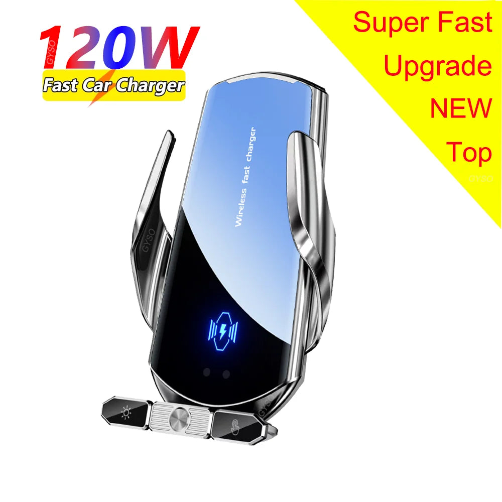 120W Wireless Charger Car Air Outlet Stand Phone Sucker Holder Fast Charging Station For Samsung S23 S22 iPhone 13 14 15 Pro Max