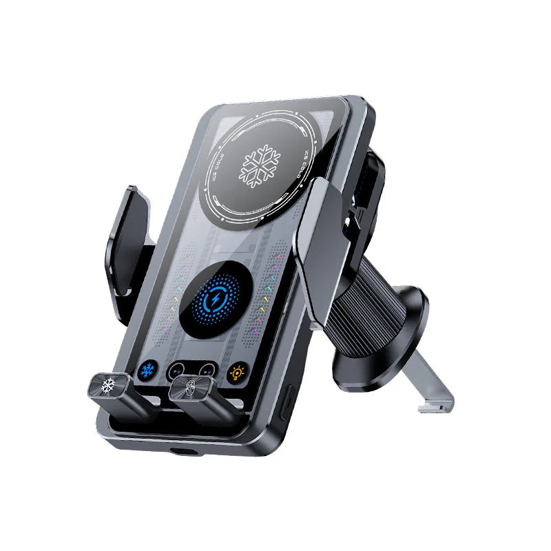 Auto Sensing Car Phone Charger Holder 15W Wireless Charging Motorized Rotation One Touch Clamping Dashboard Vent Secure Driving