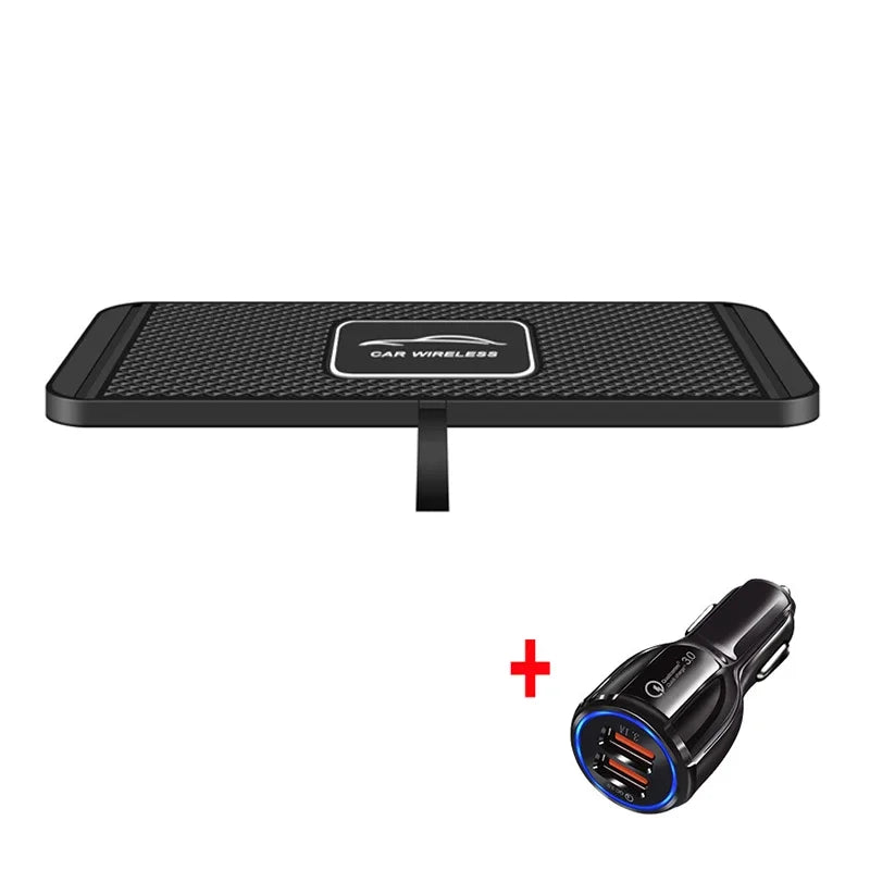 15W Wireless Charger Car Silicone Pad Stand For iPhone 17-12 Xiaomi Samsung Huawei Mobile Phone Fast Car Wireless Charging