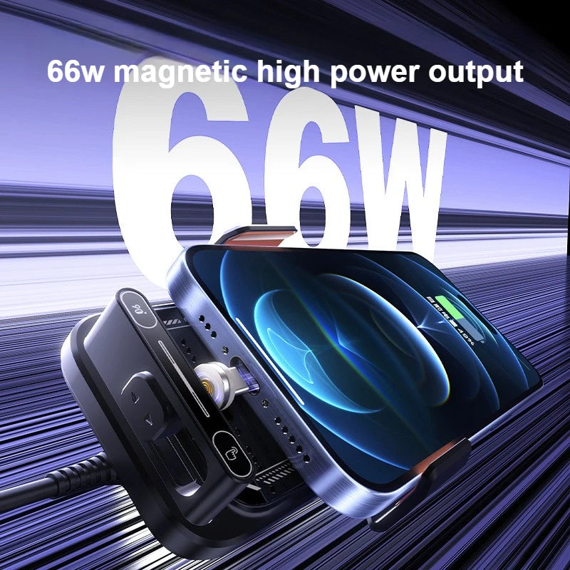 Auto Sensing Car Phone Charger Holder 15W Wireless Charging Motorized Rotation One Touch Clamping Dashboard Vent Secure Driving
