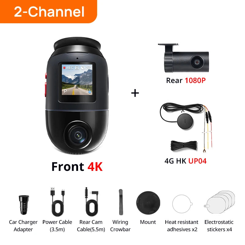 Global Version 70mai Dash Cam 4K Omni X800 360° Rotating Dual-Channel HDR Supported 4G Compatible Supercapacitor 70mai X800 Omni