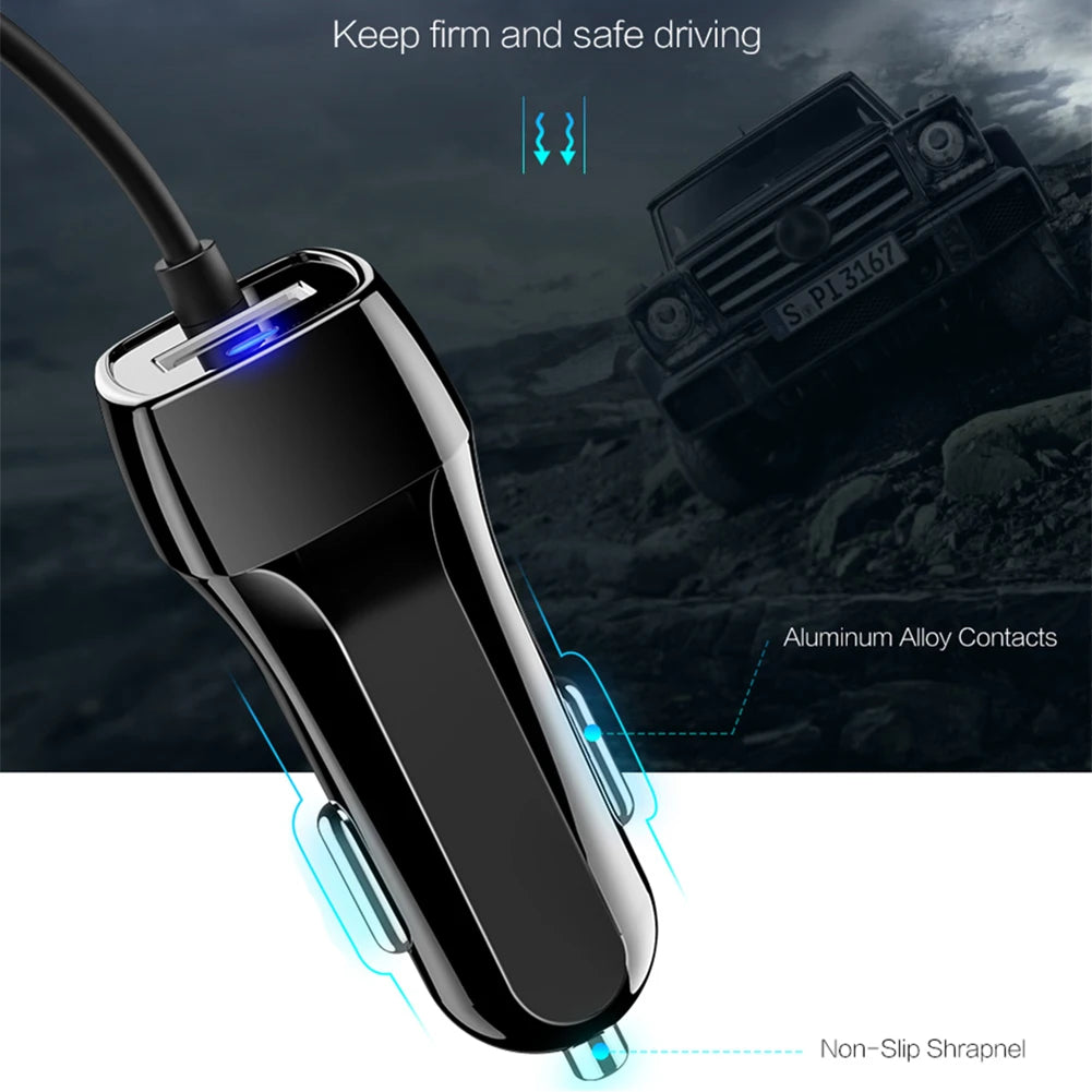 48W USB Fast Car Charger Stretch Cable Adapter for IPhone13 12 11 14 Pro Max Samsung Galaxy Note20 Android Type-c car Charger