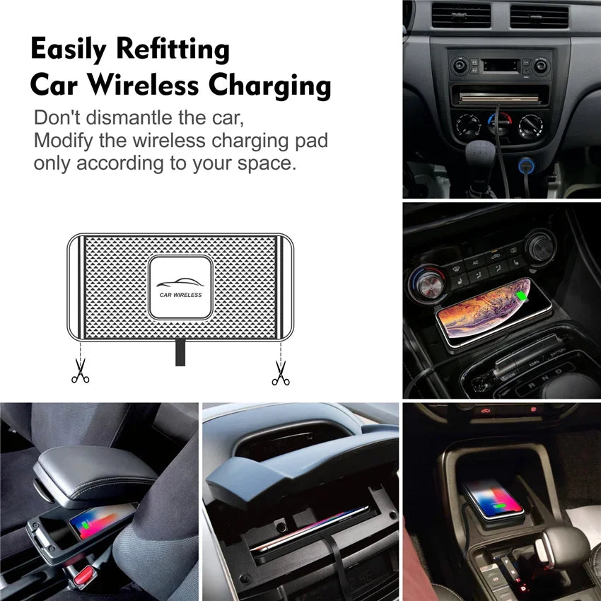 15W Wireless Charger Car Silicone Pad Stand For iPhone 17-12 Xiaomi Samsung Huawei Mobile Phone Fast Car Wireless Charging