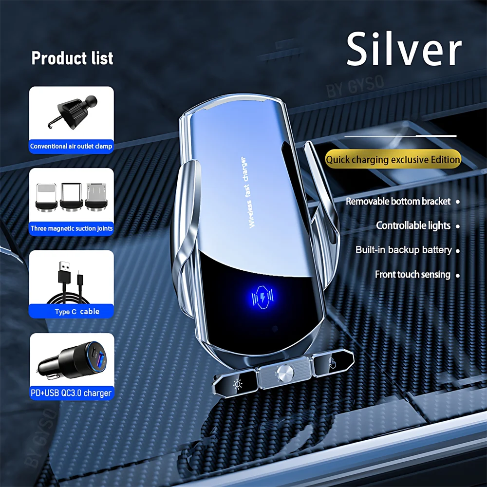 120W Wireless Charger Car Air Outlet Stand Phone Sucker Holder Fast Charging Station For Samsung S23 S22 iPhone 13 14 15 Pro Max