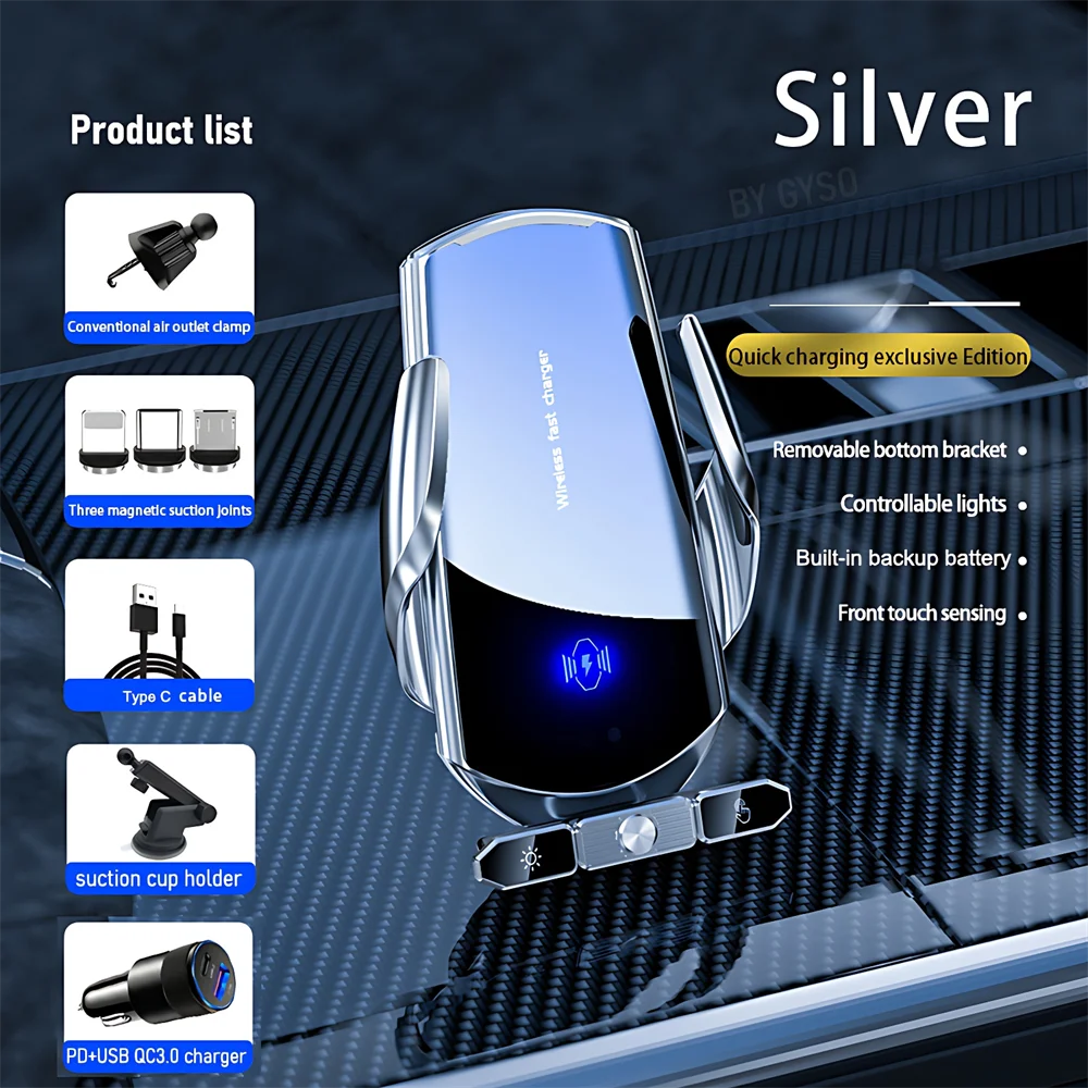 120W Wireless Charger Car Air Outlet Stand Phone Sucker Holder Fast Charging Station For Samsung S23 S22 iPhone 13 14 15 Pro Max
