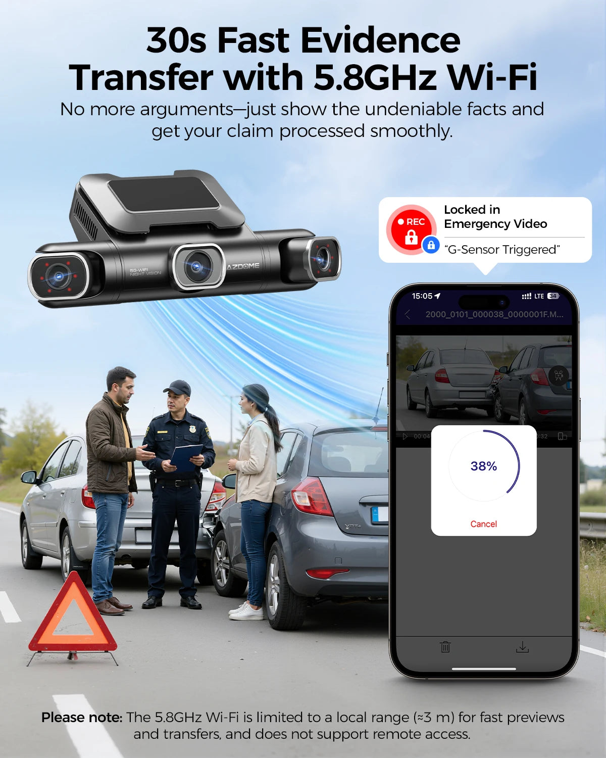 AZDOME Dash Cam M660 2.5K+3*1080P 4CH Car DVR GPS 5G Wifi Free 64GB Card Voice Control 24H Parking Monitor Super Night Visio