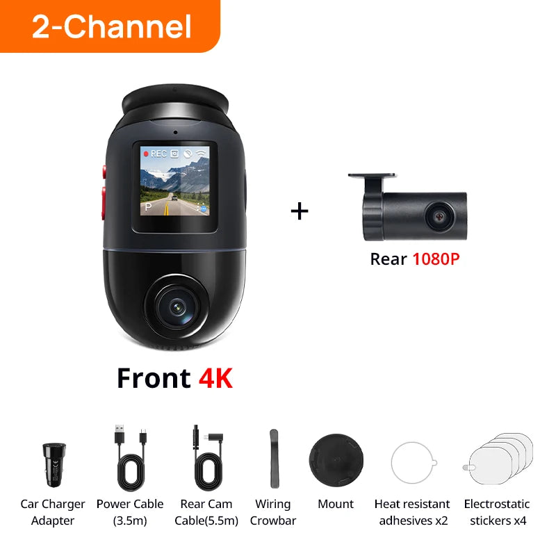 Global Version 70mai Dash Cam 4K Omni X800 360° Rotating Dual-Channel HDR Supported 4G Compatible Supercapacitor 70mai X800 Omni