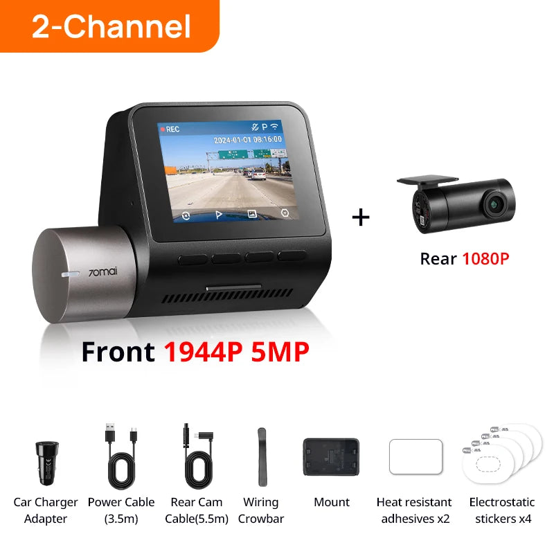 70mai Dash Cam A510 1944P HDR GPS ADAS 4G Connectivity 70mai 4G Front Cam A510 Car DVR 24H Parking Support Rear Cam