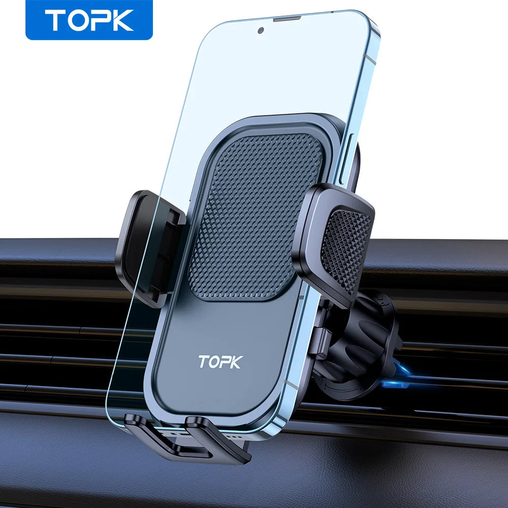 TOPK Universal Car Phone Holder 360° Rotation Cell Phone Mount for Air Vent & Dashboard Suction Cup Stand for All Phones