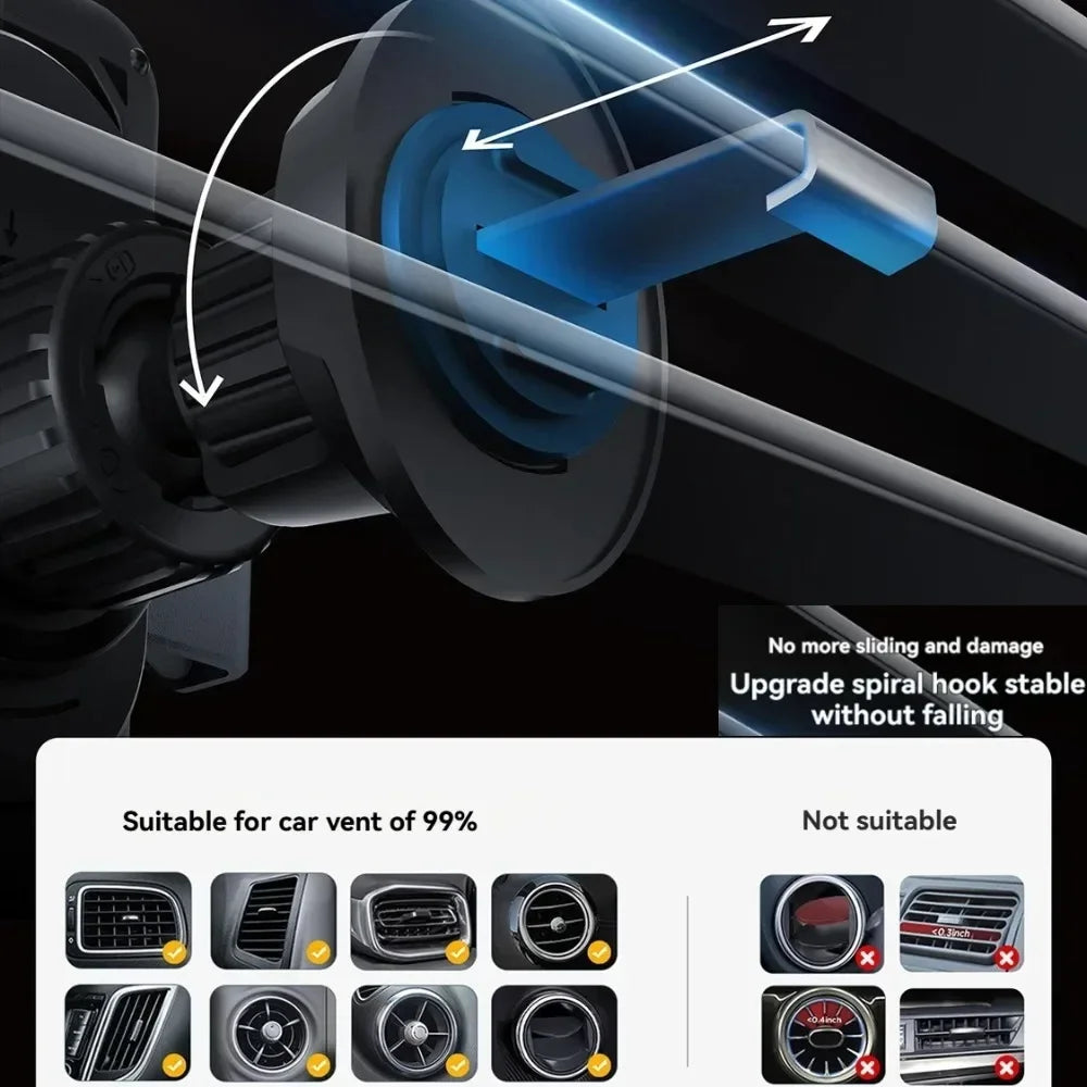 Car Electric Rotating Phone Holder Dual Coil Wireless Charger Air Vent Cell Stand For iPhone/Samsung/Xiaomi Fast Charging Mount