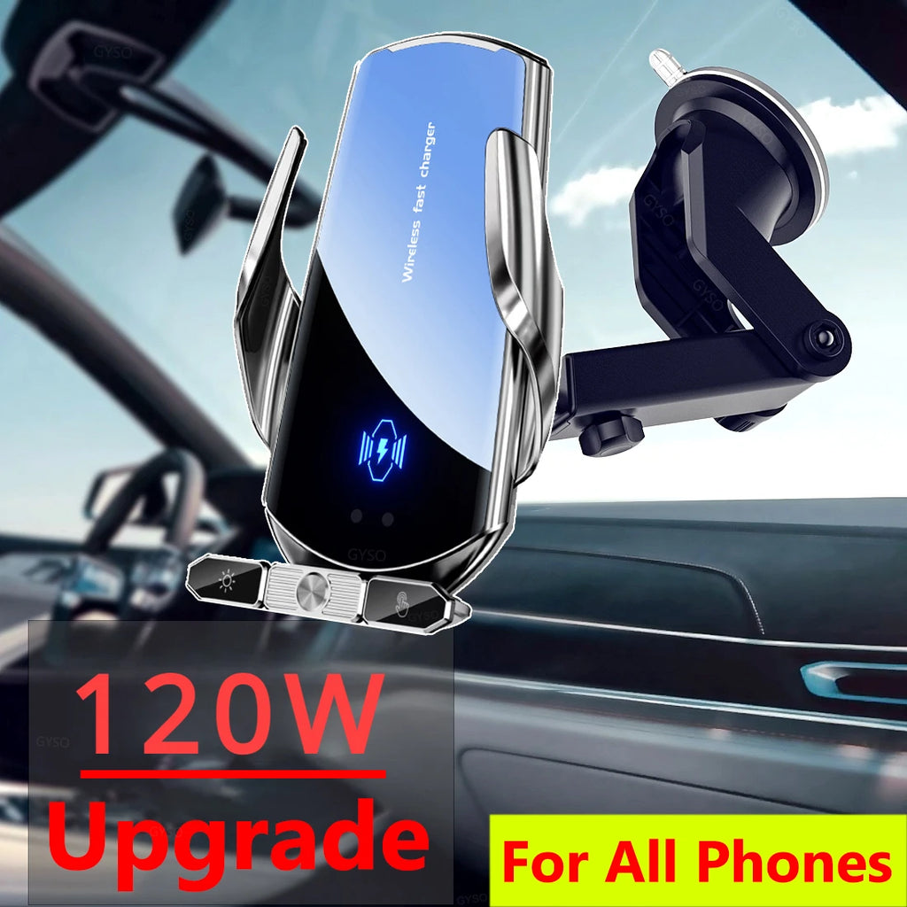 120W Wireless Charger Car Air Outlet Stand Phone Sucker Holder Fast Charging Station For Samsung S23 S22 iPhone 13 14 15 Pro Max