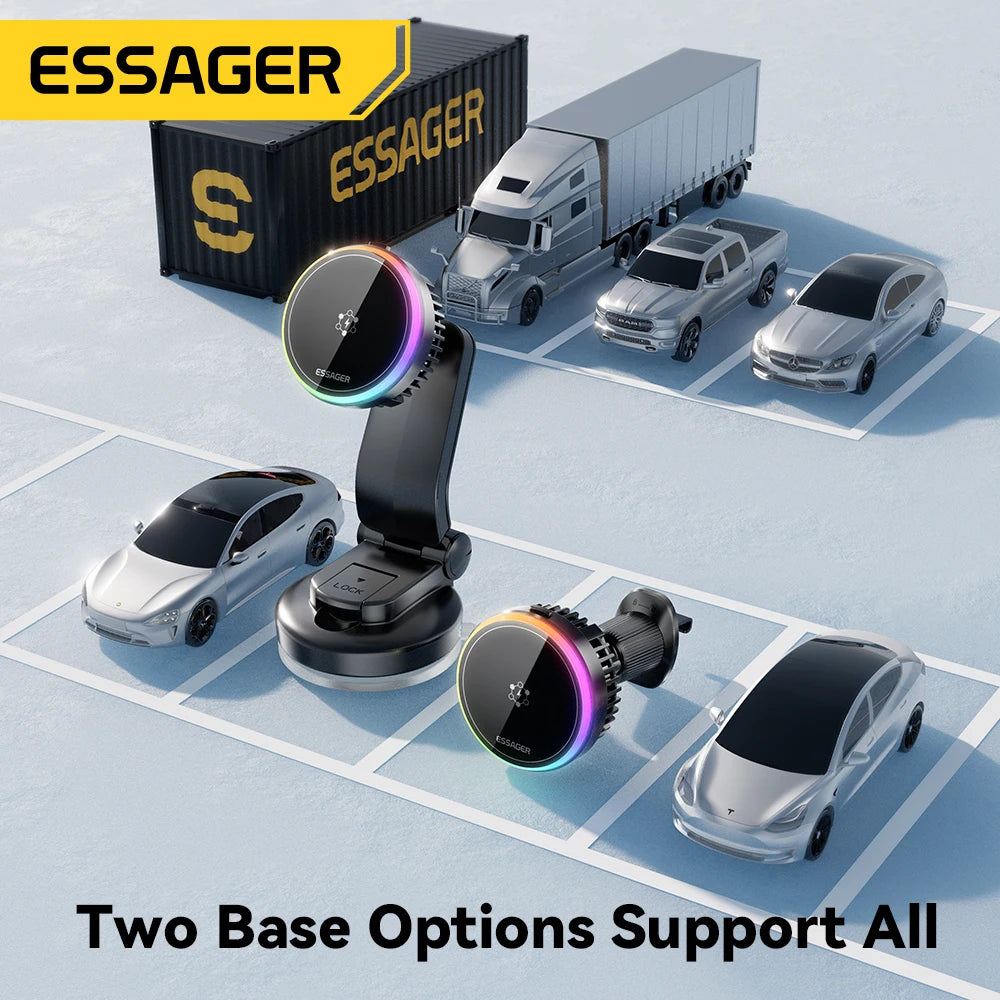 Essager 15W ice Cooling Magnetic Wireless Car Charger for iPhone 16 Huawei Xiaomi MacSafe Car Phone Holder Fast Charging Station