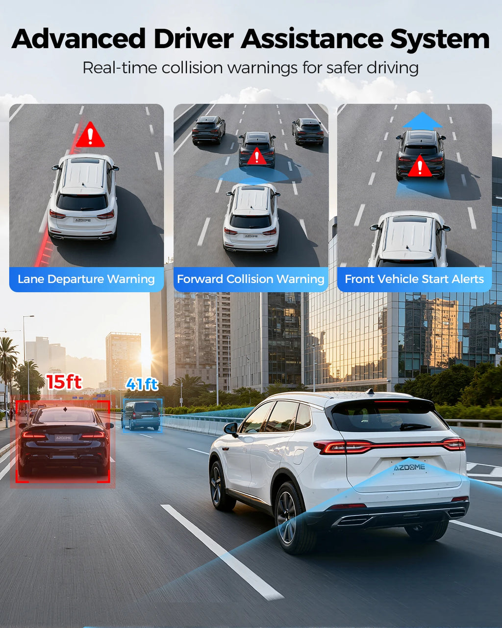 AZDOME PG17 Pro Dash Cam 4K+2.5K Front and Rear Mirror Camera with HDR STARVIS 2 Rear View Mirror Cam 5G WIFI GPS Voice Control