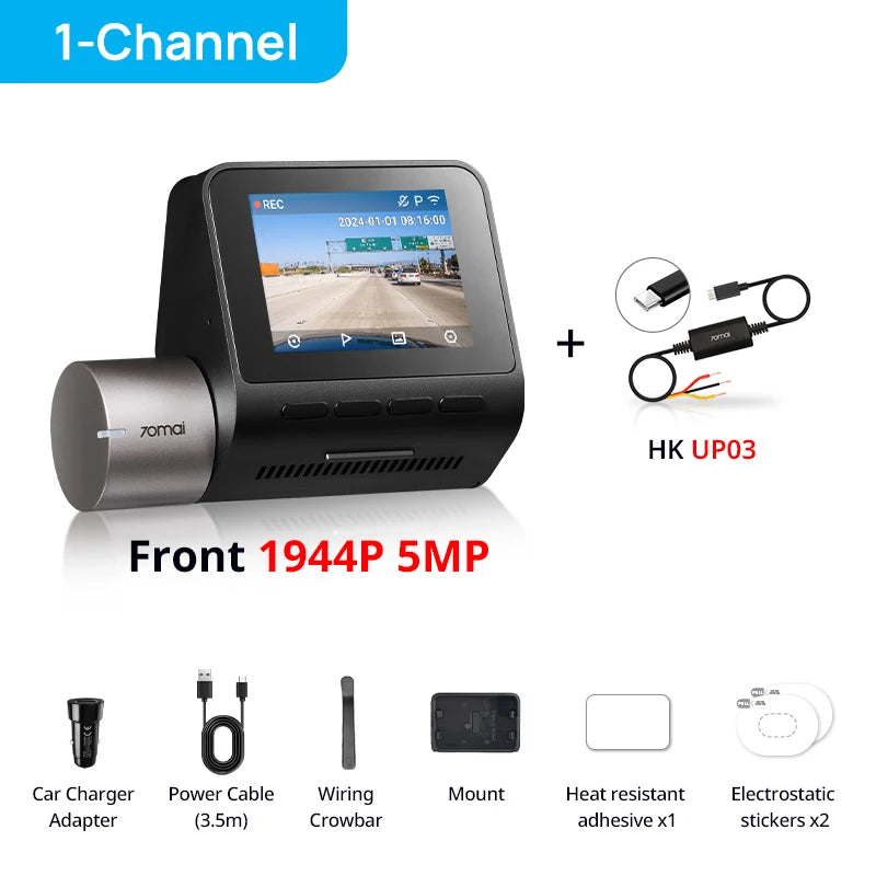 70mai Dash Cam A510 1944P HDR GPS ADAS 4G Connectivity 70mai 4G Front Cam A510 Car DVR 24H Parking Support Rear Cam