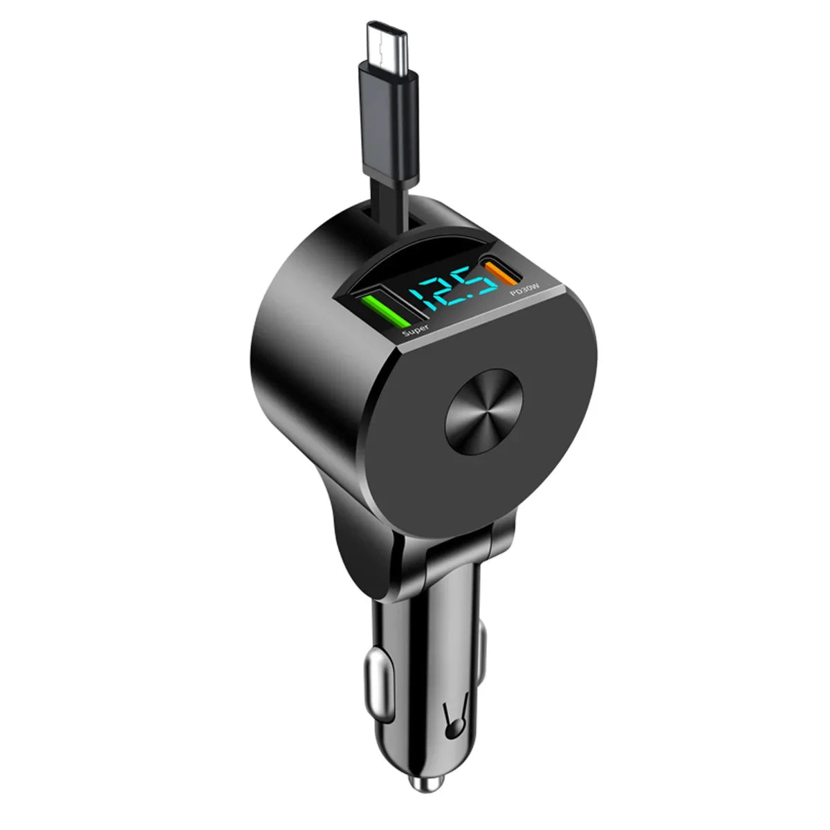 Car Charger Super Fast Retractable Car Phone Charger Usb Qc3.0 Type C Pd Fast Charging Retractable Cables Voltage Detectiction