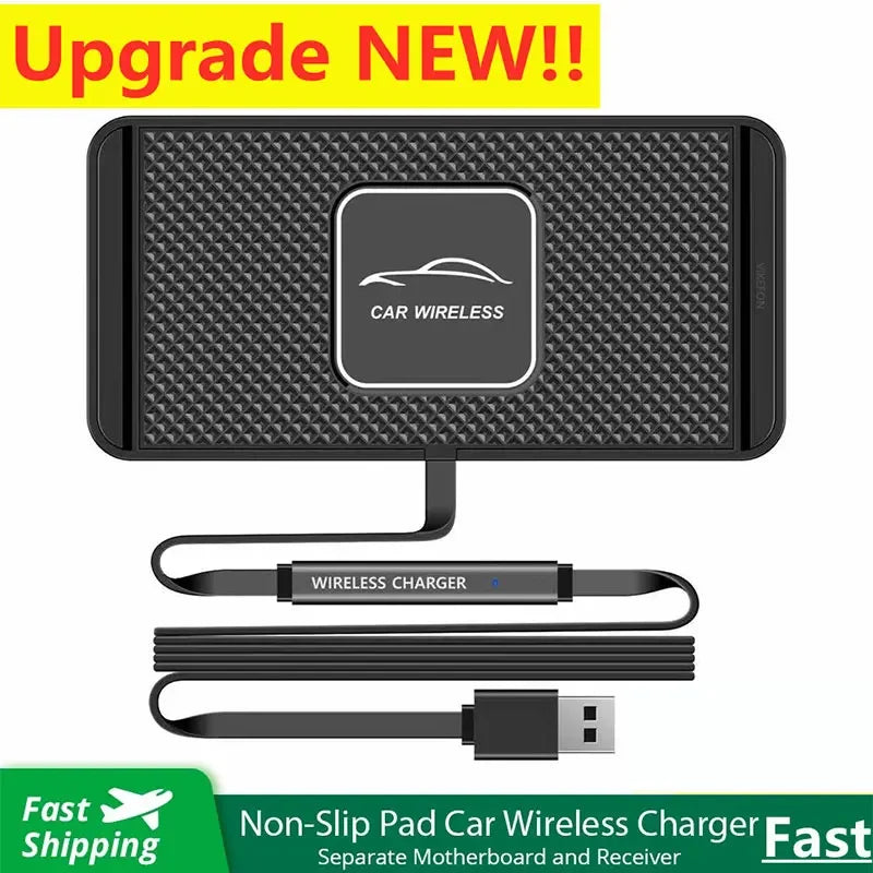 15W Wireless Charger Car Silicone Pad Stand For iPhone 17-12 Xiaomi Samsung Huawei Mobile Phone Fast Car Wireless Charging