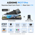 AZDOME PG17 Pro 4K+2.5K Rearview Dash Cam 12" Touch Screen HDR Rear View Mirror Camera w/ STARVIS 2 5G WiFi Stream Media Car DVR