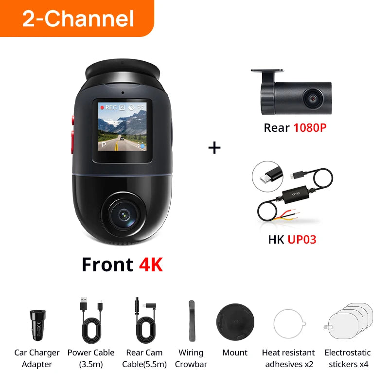 Global Version 70mai Dash Cam 4K Omni X800 360° Rotating Dual-Channel HDR Supported 4G Compatible Supercapacitor 70mai X800 Omni