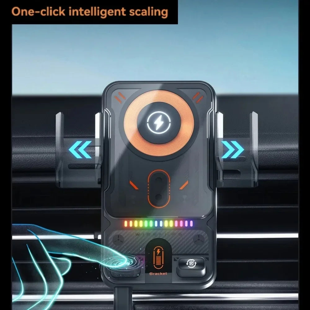 Car Electric Rotating Phone Holder Dual Coil Wireless Charger Air Vent Cell Stand For iPhone/Samsung/Xiaomi Fast Charging Mount