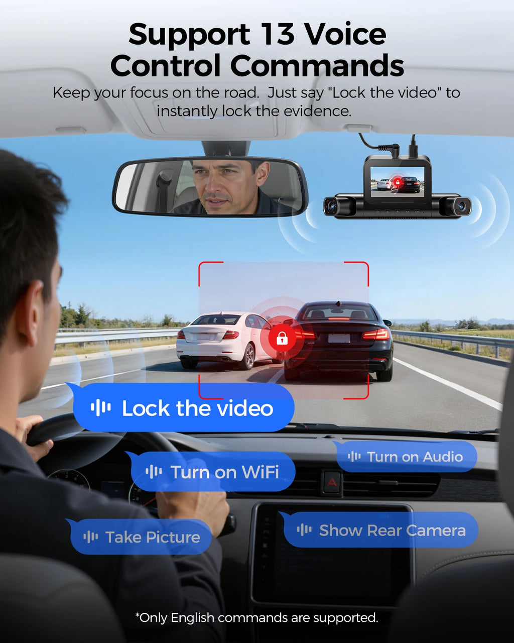 AZDOME Dash Cam M660 2.5K+3*1080P 4CH Car DVR GPS 5G Wifi Free 64GB Card Voice Control 24H Parking Monitor Super Night Visio