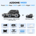 AZDOME Dash Cam M660 2.5K+3*1080P 4CH Car DVR GPS 5G Wifi Free 64GB Card Voice Control 24H Parking Monitor Super Night Visio
